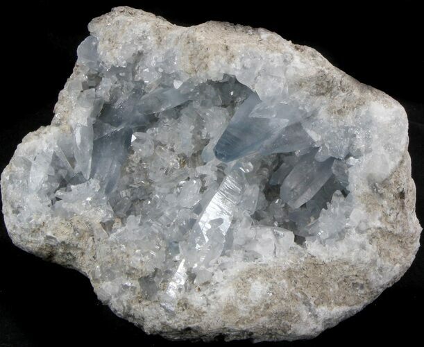 Celestine (Celestite) Geode - Icy Blue Crystals #37090